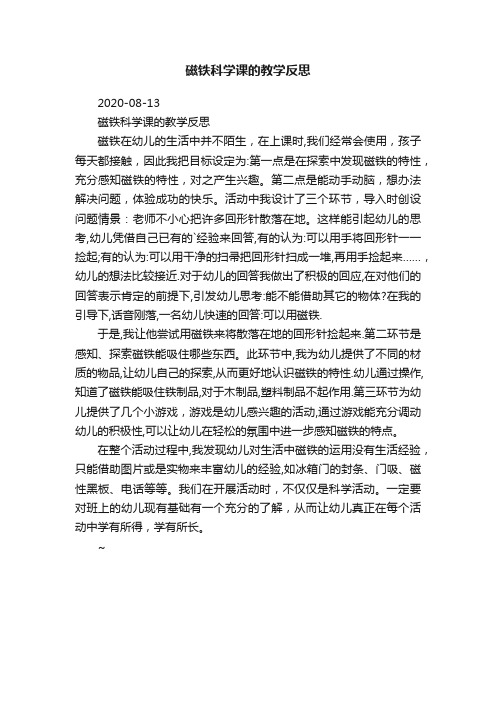 磁铁科学课的教学反思