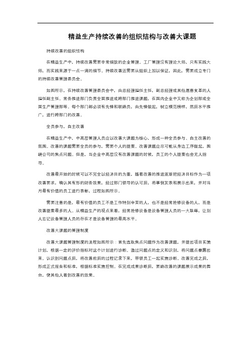 精益生产持续改善的组织结构与改善大课题