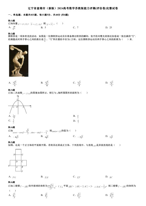 辽宁省盘锦市(新版)2024高考数学苏教版能力评测(评估卷)完整试卷