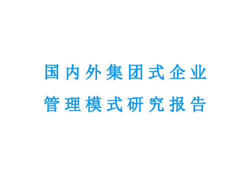 南洋林德-兰州长城电工管理模式创新报告-国内外集团式企业管理模式研究