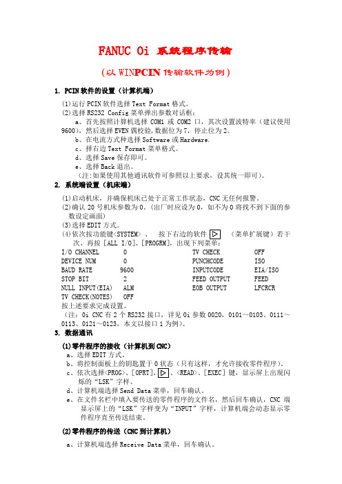FANUC Oi 系统程序传输
