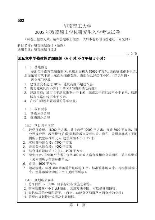 华南理工大学2005年城市规划设计考研试题.doc