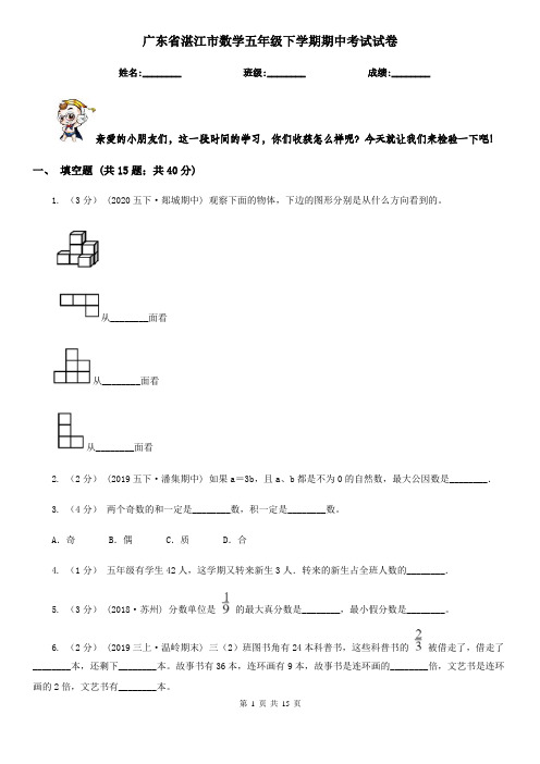 广东省湛江市数学五年级下学期期中考试试卷