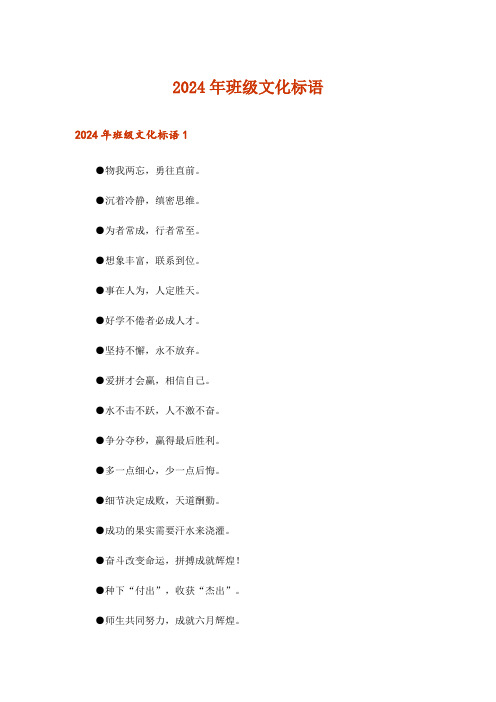 2024年班级文化标语_3