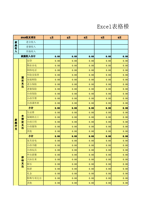 Excel表格模板：财务记账收支表