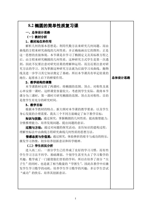 8.2椭圆的简单性质复习课