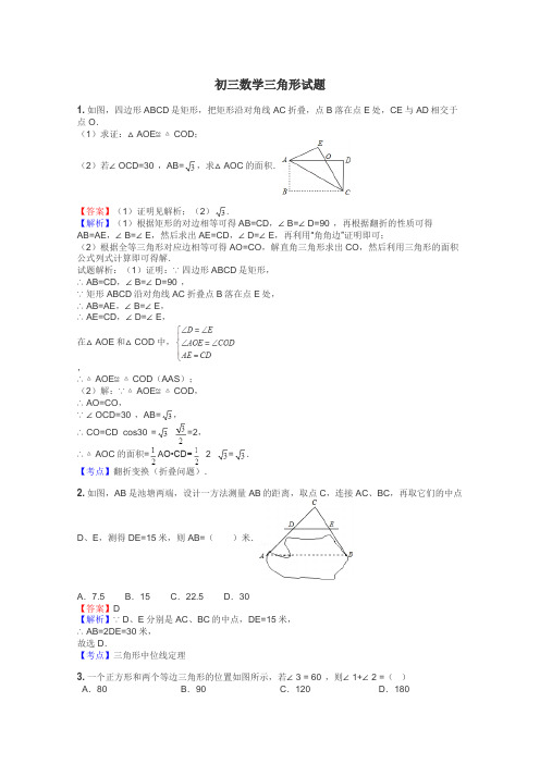 初三数学三角形试题
