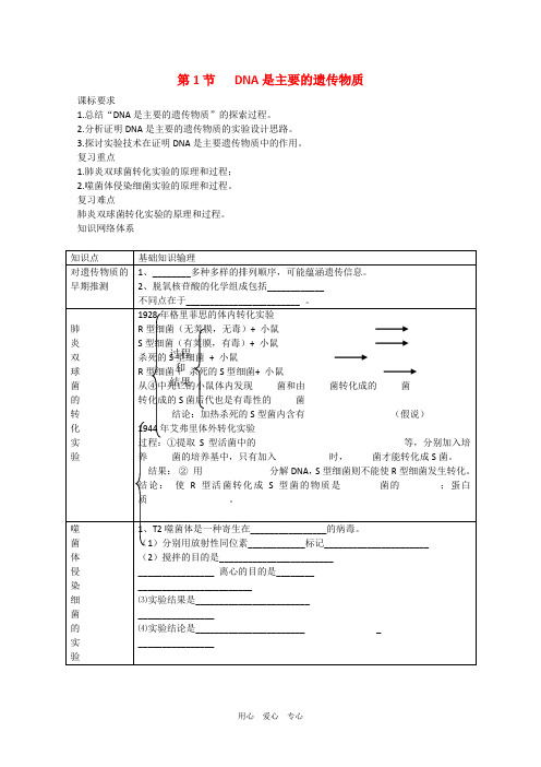 高三生物一轮复习教学案必修2DNA是主要的遗传物质.doc