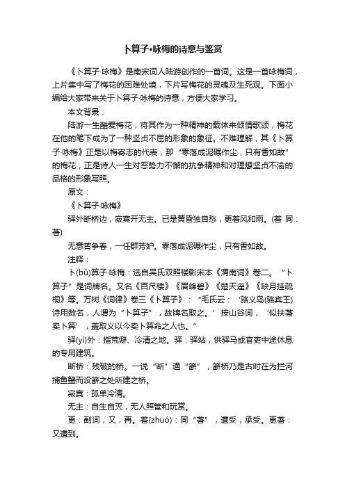 卜算子·咏梅的诗意与鉴赏