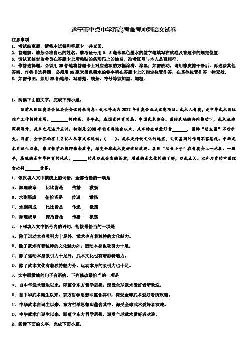 遂宁市重点中学新高考临考冲刺语文试卷及答案解析