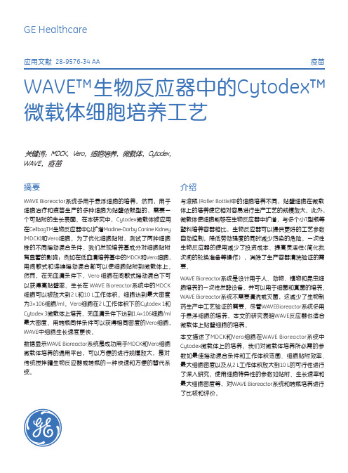 WAVE(TM)生物反应器中的Cytodex(TM)