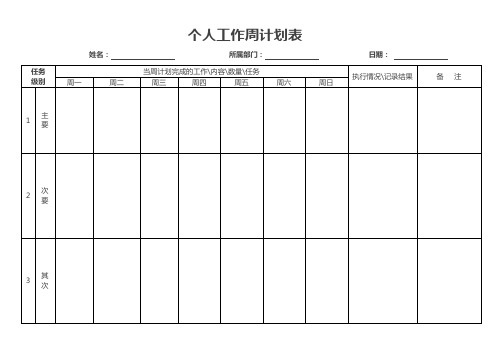 word模板：周工作计划总结表(简洁大方·含周一到周日)