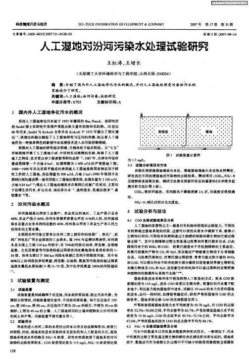 人工湿地对汾河污染水处理试验研究