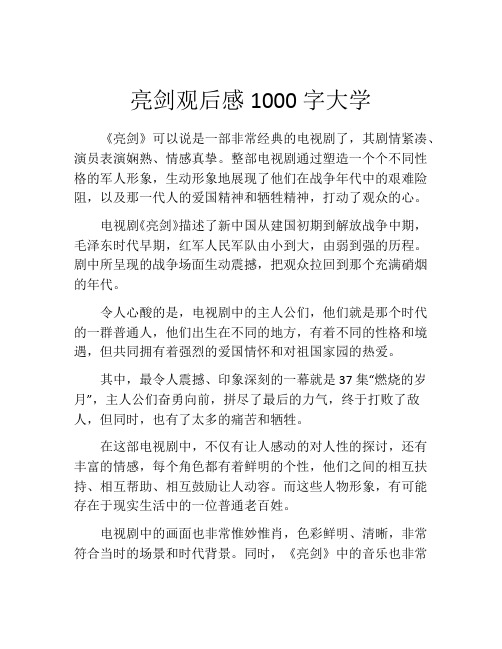 亮剑观后感1000字大学