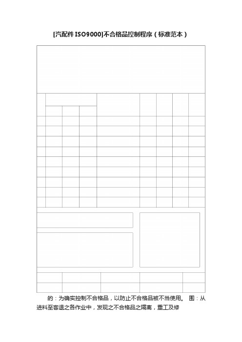 [汽配件ISO9000]不合格品控制程序（标准范本）