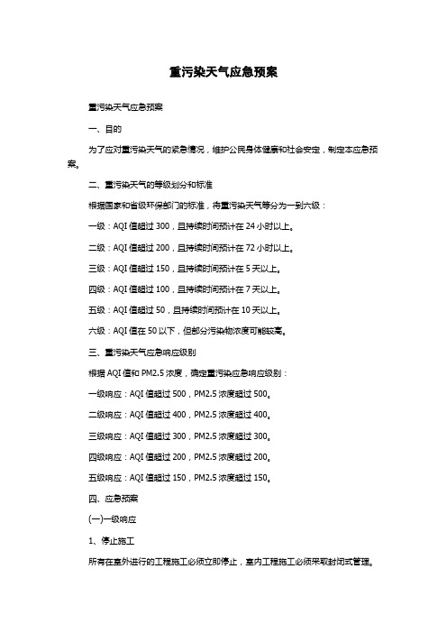 重污染天气应急预案