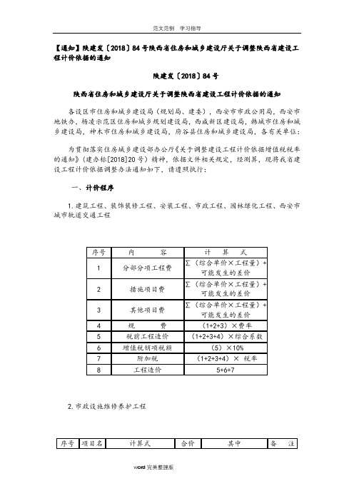 陕建发〔2018〕84号