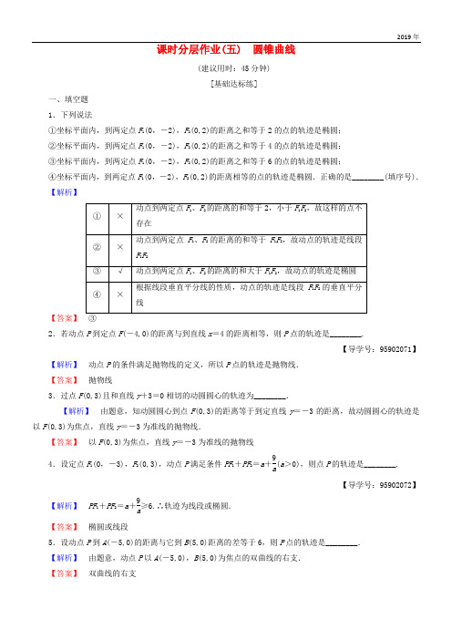 (江苏专用)2018-2020学年高中数学 课时分层作业5 圆锥曲线 苏教版选修1-1