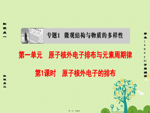 高中化学专题1微观结构与物质的多样性第1单元核外电子排布与周期律(第1课时)原子核外电子的排布课件苏