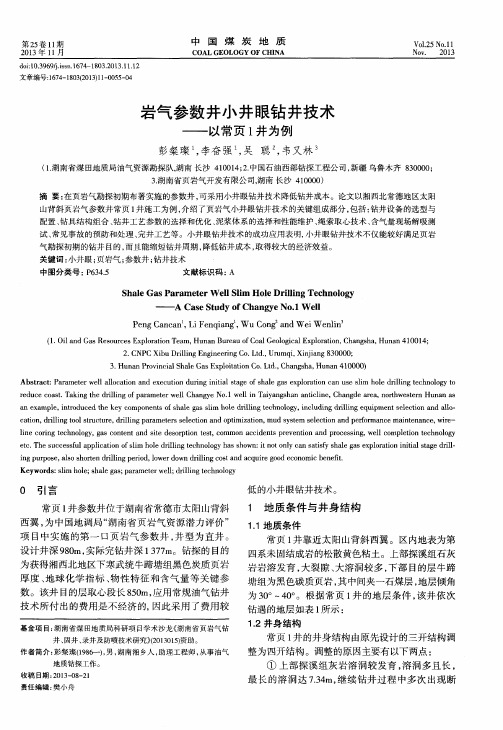 岩气参数井小井眼钻井技术——以常页1井为例
