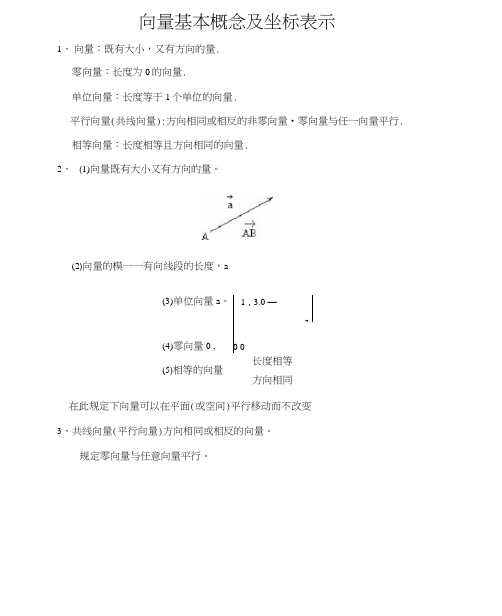 向量基本概念及坐标表示