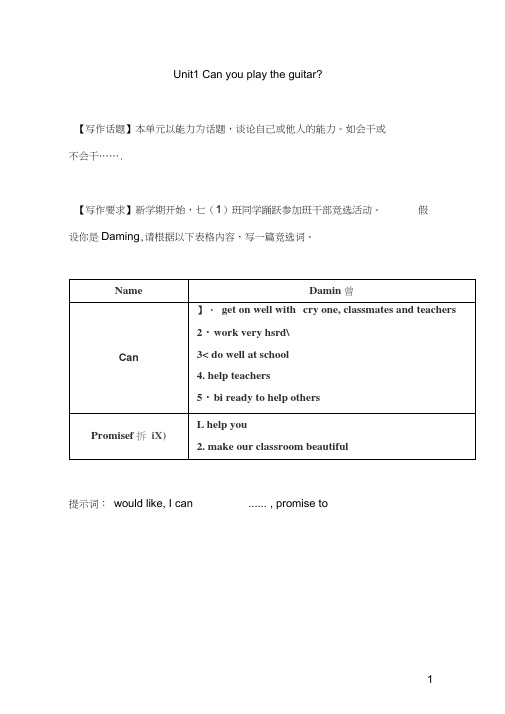 (完整)人教版英语七年级六篇满分英语作文