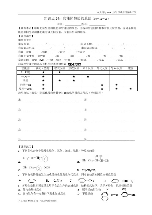 知识点官能团性质的总结