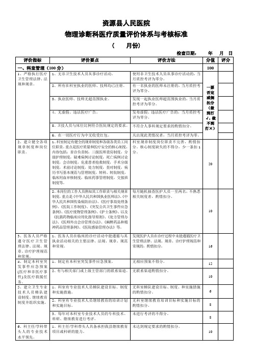 超声科医疗质量评价体系与考核标准(完整版)