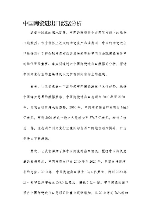 中国陶瓷进出口数据分析