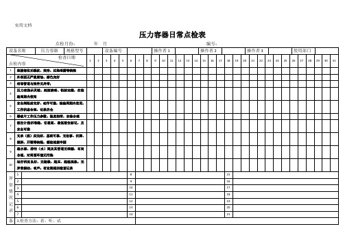 压力容器日常点检表