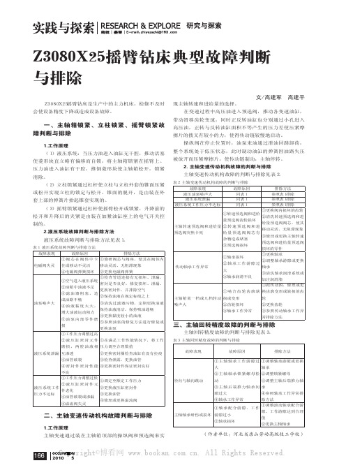 Z3080X25摇臂钻床典型故障判断与排除