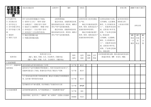 内部质量管理体系审核检查表