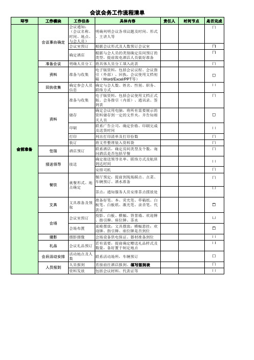 会议会务工作流程清单