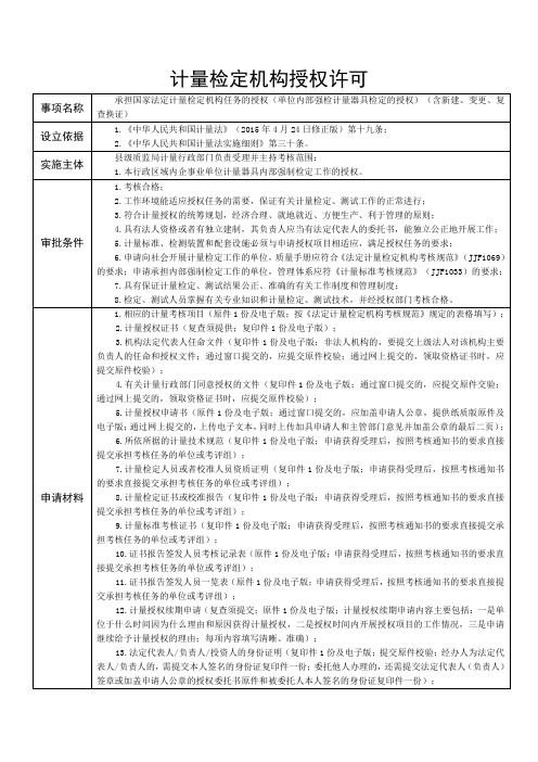 计量检定机构授权许可【模板】