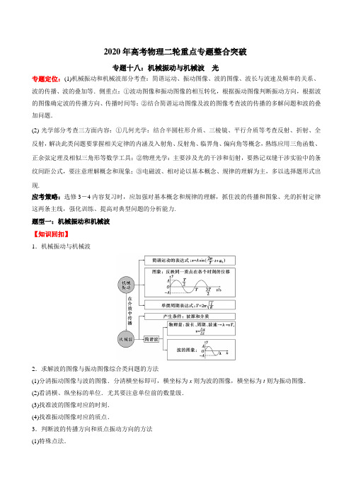 2020年高考物理二轮重点专题整合突破：专题十八：机械振动和机械波 光