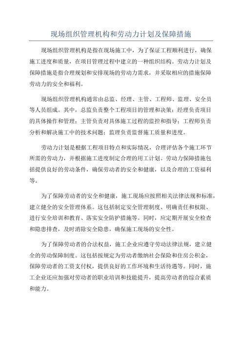 现场组织管理机构和劳动力计划及保障措施