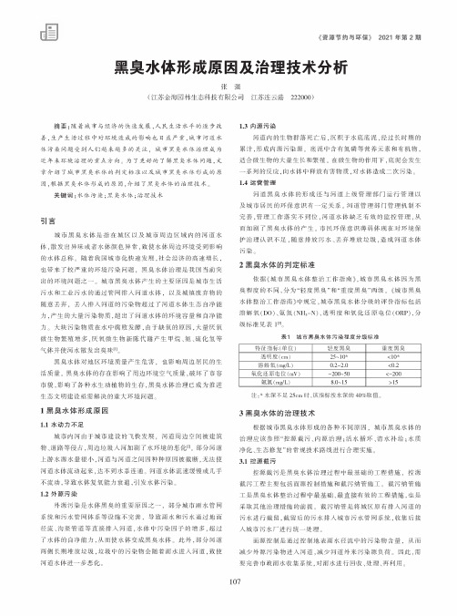 黑臭水体形成原因及治理技术分析