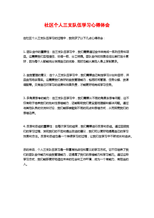 社区个人三支队伍学习心得体会