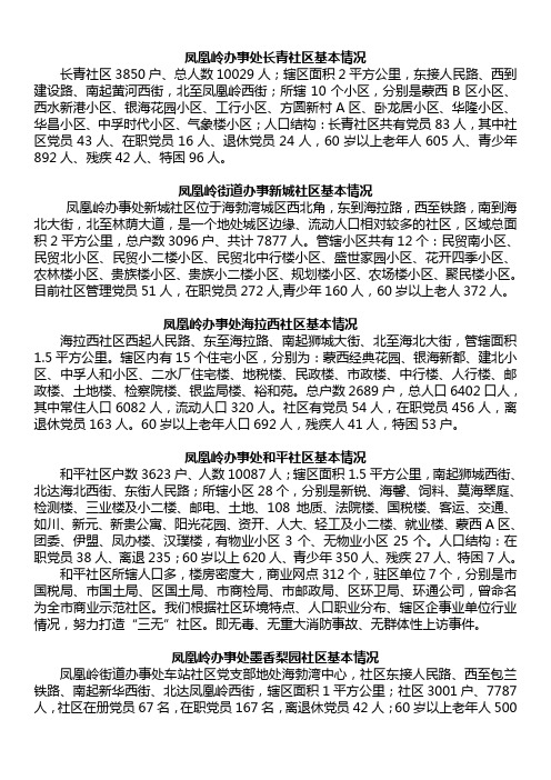 内蒙古乌海市凤凰岭办事处社区基本情况介绍