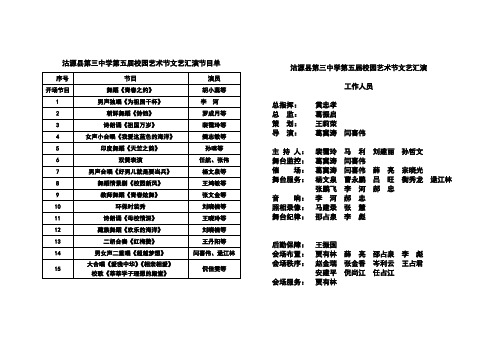 节目单及人员安排