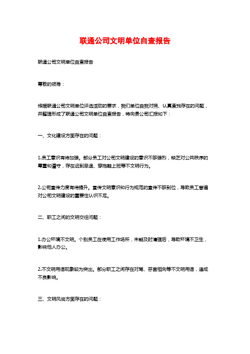 联通公司文明单位自查报告 (2)