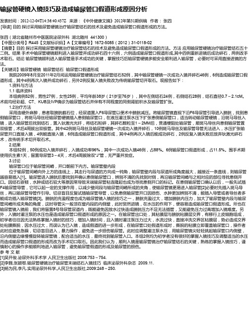 输尿管硬镜入镜技巧及造成输尿管口假道形成原因分析