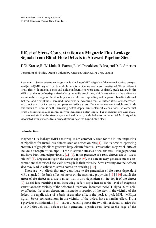 Effect of Stress Concentration on Magnetic Flux Leakage Signals from Blind-Hole Defects in Stressed