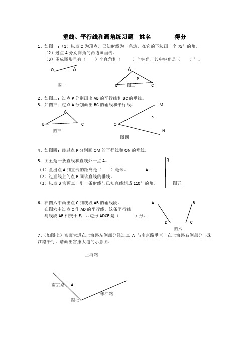 垂线平行线和画角练习题二