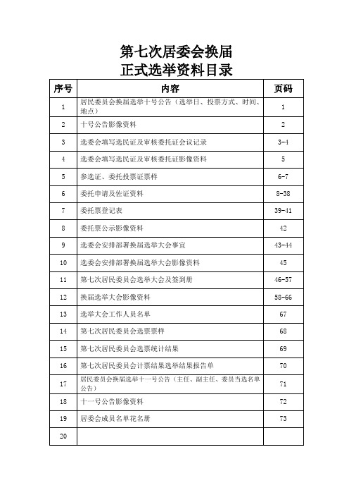 居委会换届正式选举资料目录