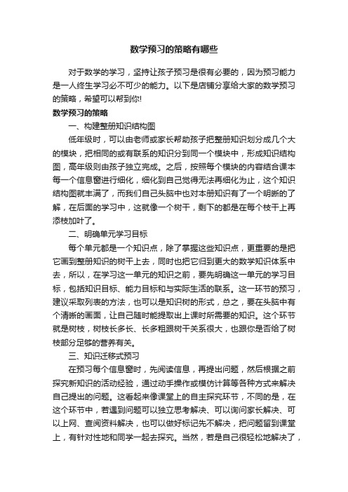 数学预习的策略有哪些