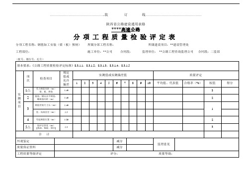 钢筋加工安装(梁(板)预制)分项工程质量检验评定表(公路)