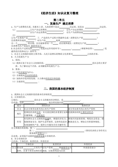 《经济生活》第二单元知识点整理