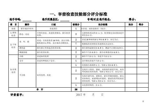 宰前宰后检疫大比武操作评分标准