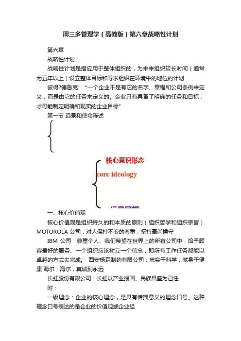 周三多管理学（高教版）第六章战略性计划